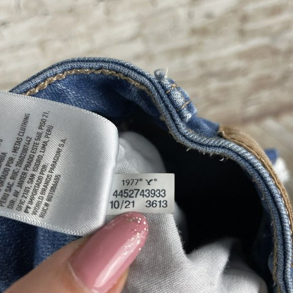 American eagle next level stretch Jegging 14 reg distressed raw hem medium Wash - Picture 10 of 10